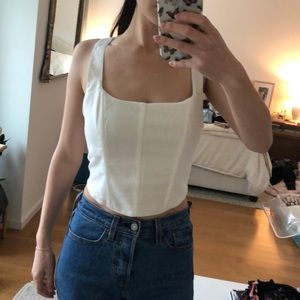 Abercrombie White Linen Corset Top, Size S